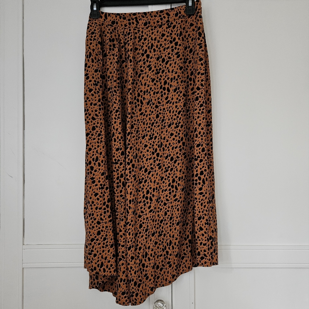 Gap Leopard Print Asymmetrical Hem Midi Skirt - image 2